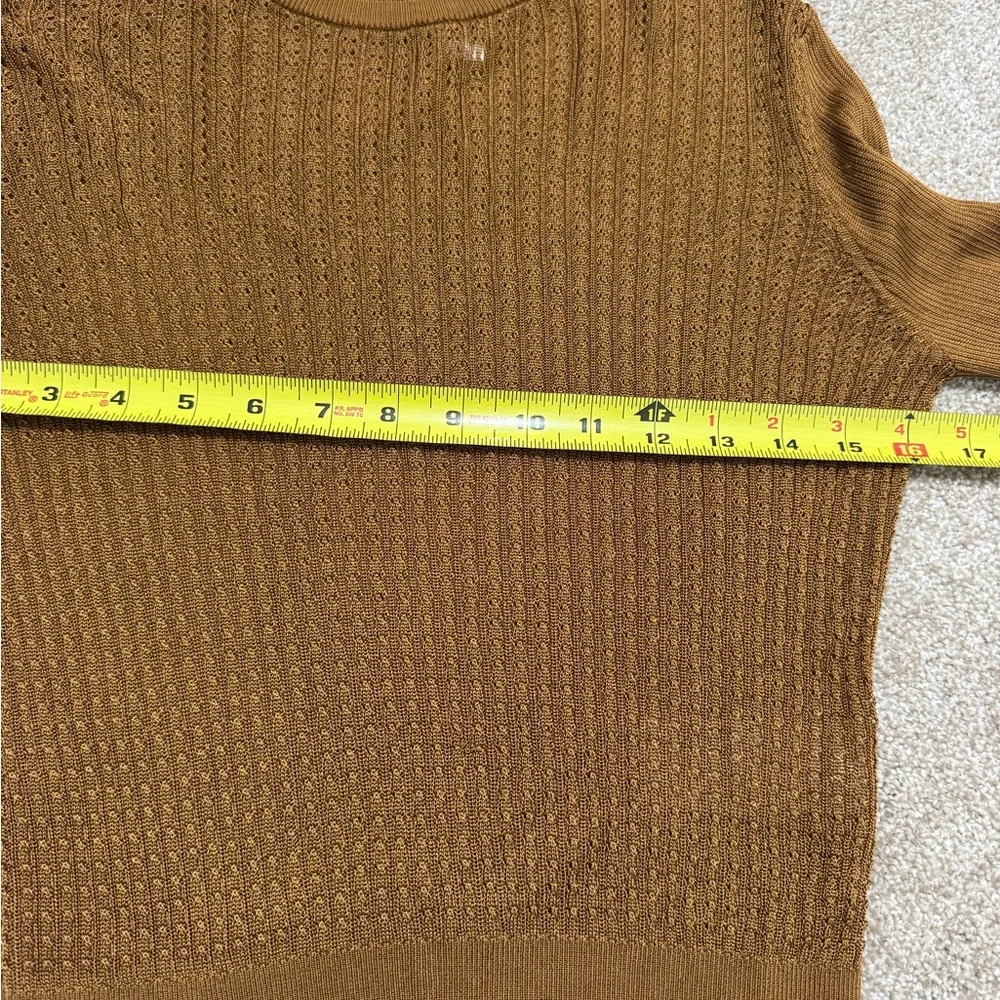 Free People H20 Crew Neck Sheer Long Sleeve Pullover Top Tiger Eye Size S
